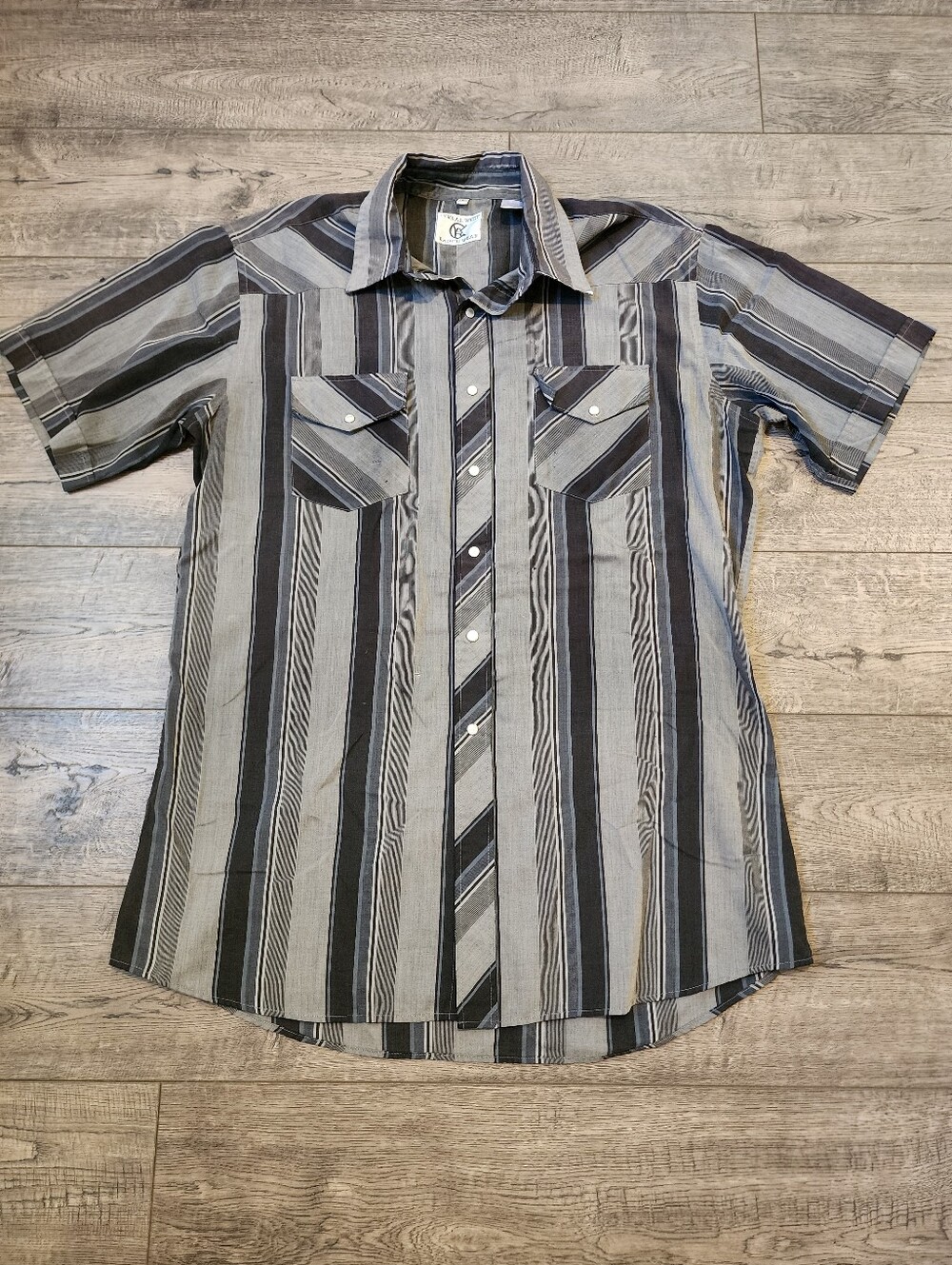 Corral West Ranch Wear Pearl Snap Size L Short-Sleeve Shirt Striped Distressed
